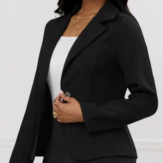 Long Sleeved Jacket And Slim Fit Versatile Micro Flared Pants Set