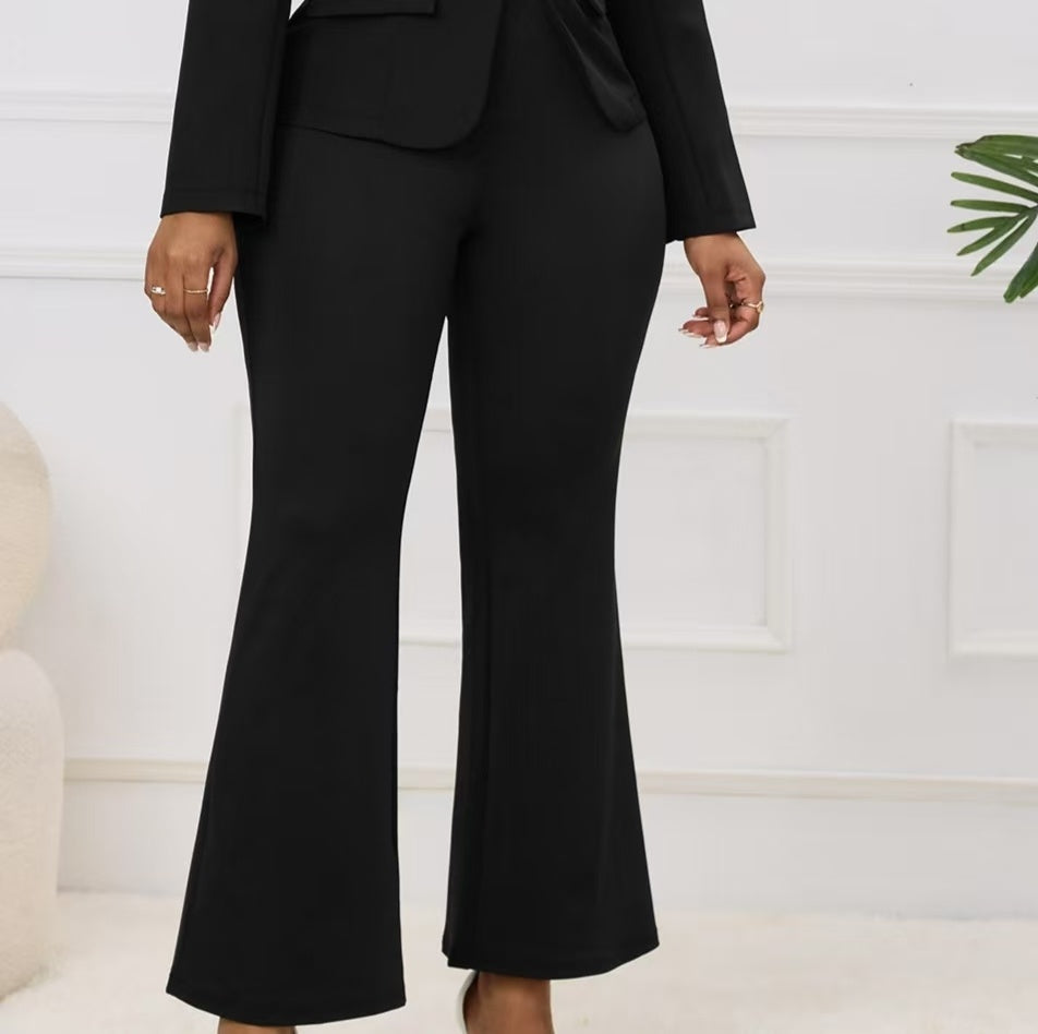 Long Sleeved Jacket And Slim Fit Versatile Micro Flared Pants Set